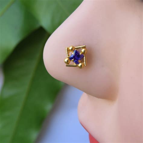 Diamond Gold Nose Piercing Indian Nose Ring Unique Nose Stud - Etsy