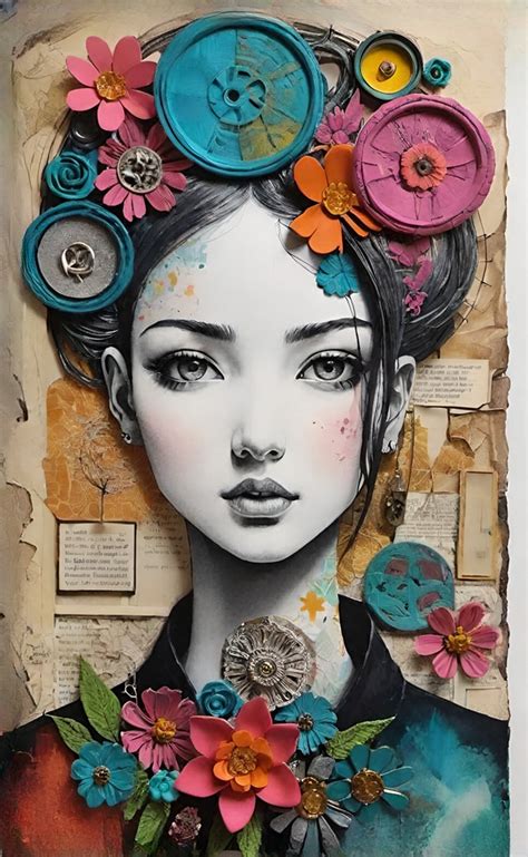 Mixed-Media Woman Portrait Free Stock Photo - Public Domain Pictures