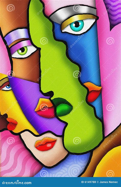 Art deco abstract faces stock illustration. Illustration of lipstick ...