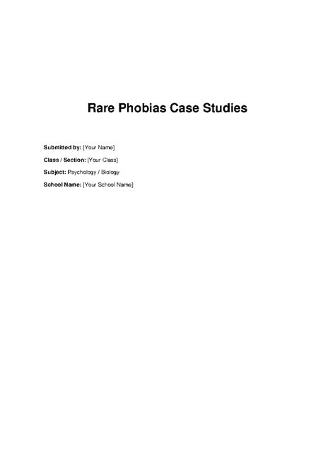Psychology Case Studies: Rare Phobias Analysis and Treatment - Studocu