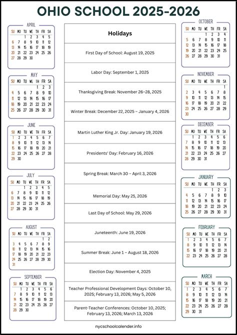 Ohio Schools Calendar (OH) 2025-2026 [Schedule]