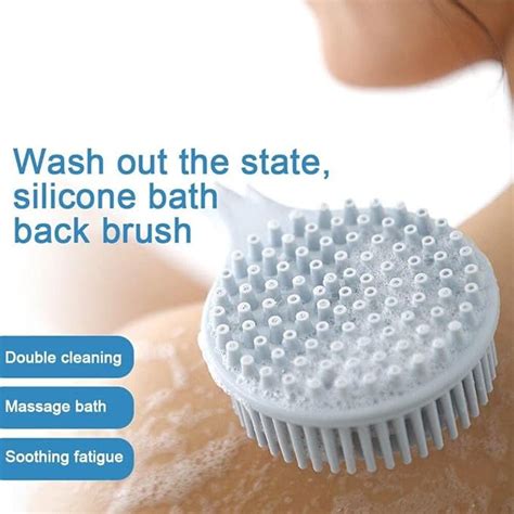Bath Brush Back Cleansing Silicone Shower Scrubber with Long handle ...