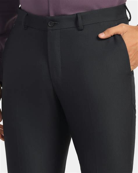 Buy Slim Fit B-91 Formal Dark Grey Textured Trouser - Fendi