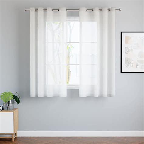 Buy Encasa XO Cotton Linen Solid Sheer Curtains with Eyelet Rings ...