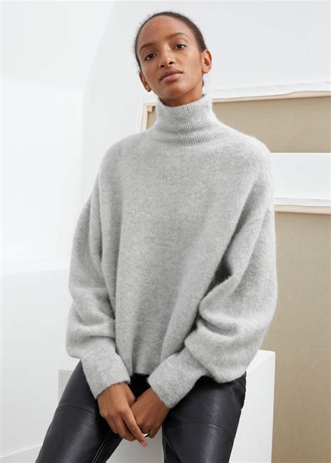 Soft Wool Blend Turtleneck Sweater - Grey - Turtlenecks - & Other ...