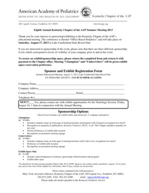 Fillable Online Sponsor and Exhibit Registration Form Sponsorship ...