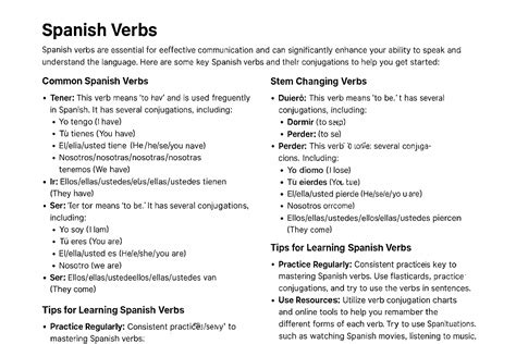 Mastering Common Spanish Verbs: Essential Conjugations and Usage Tips ...