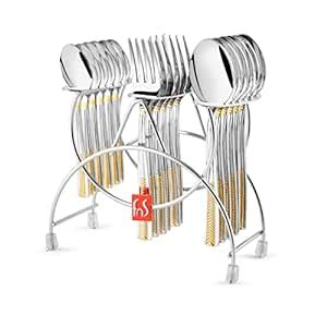 FnS Midas 24 Karat Gold Plated on Handle Stainless Steel 18 Pc Cutlery ...
