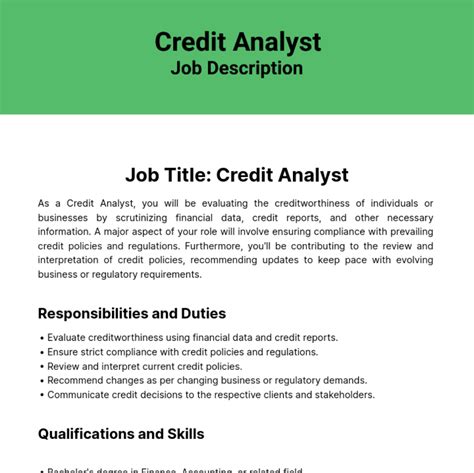 Credit Analyst Job Description Template - Edit Online & Download ...