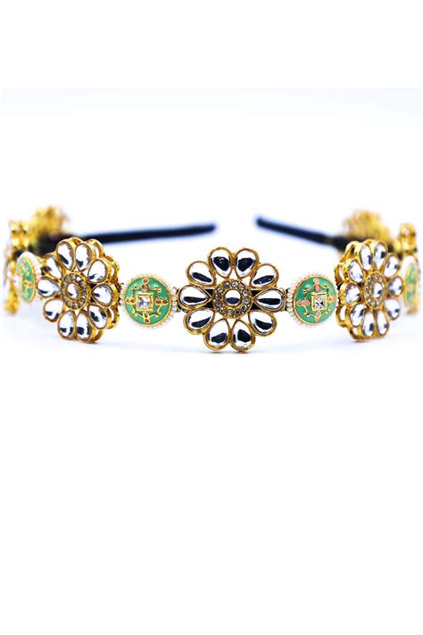 Buy Designer Foot Fuel Gold Floral Embellished Headband