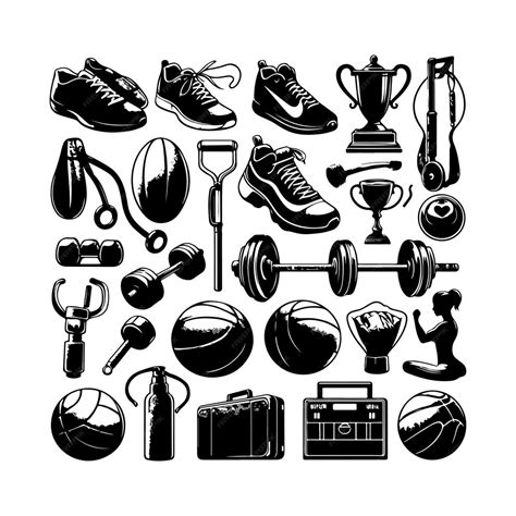 Sports equipment collection silhouette vector | Premium AI-generated vector