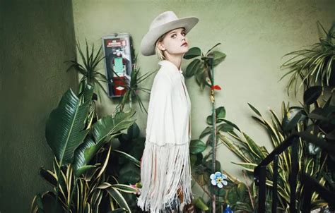 Wallpaper hat, lips, plants, cowgirl, direct gaze, fringe jacket ...