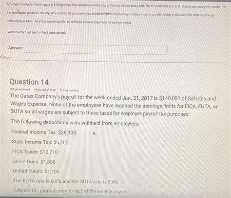 [Solved] Amy Welch's regular hourly wage is $16 per hour. She receives ...
