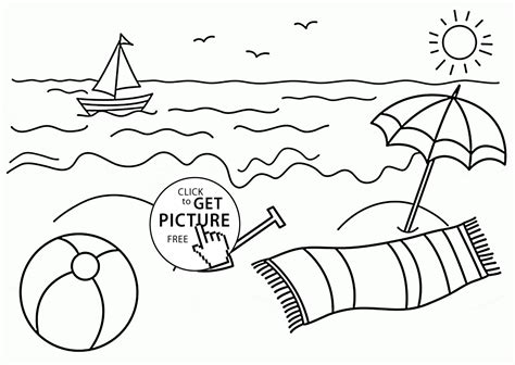 Beach Coloring Pages Printable Print Size Sketch Coloring Page
