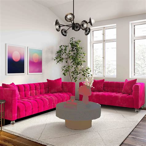 TOV Furniture Bea Pink 2pc Living Room Set | Velvet living room, Pink ...