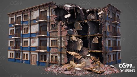 毁坏的建筑套件 毁坏建筑 建筑废墟-cg模型免费下载-CG99