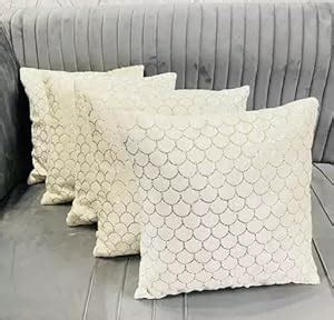 Buy BALLEY Fur Cushion Cover Pack of 5 16X16 inches (White) Online at ...