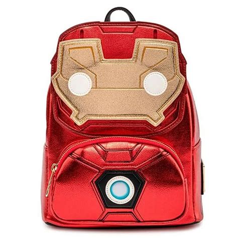 Buy Loungefly x Marvel Iron Man Light Up Mini Backpack Metallic Leather ...