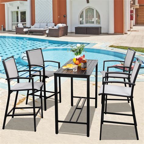 Amazon.com: Outdoor Bar Set for Patio 3pcs Outdoor Bar Table and Chairs ...
