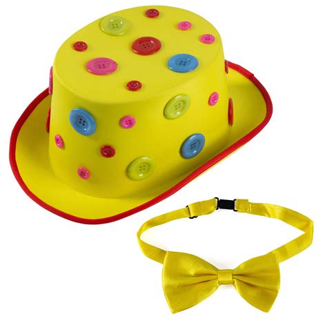 Funny Party Hats Clown Hat & Bow Tie - Crazy Colorful Top Hats - Clown ...