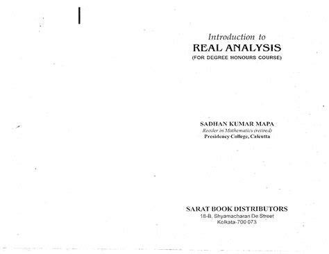 SOLUTION: Introduction to real analysis s k mapa - Studypool