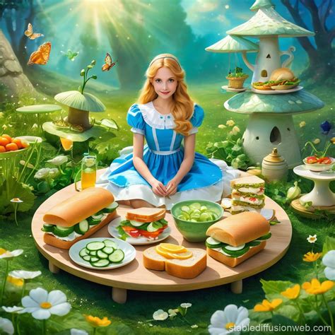 Alice's Wonderland Picnic Scene | Stable Diffusion Online