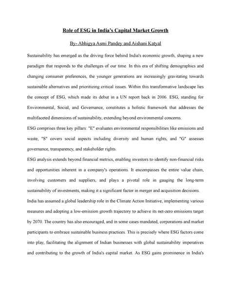 Role of ESG - In this era of shifting demographics and changing ...