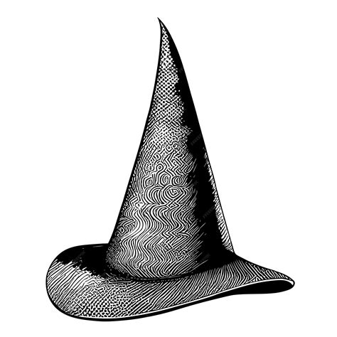 Premium Vector | Retro witch hat hand drawn sketch halloween illustration