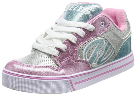 Heelys Girl's Motion Plus (Little Kid/Big Kid/Adult) Silver/Pink/Blue ...