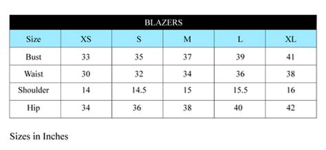 Size Chart - Blazers – Urth Label