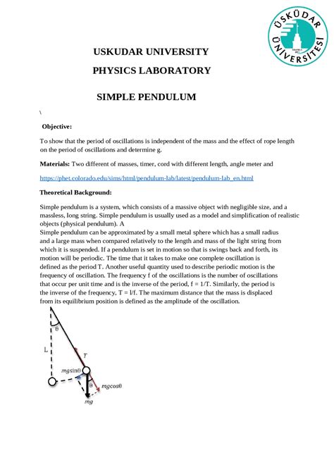 Pendulum Experiment Lab 的图像结果