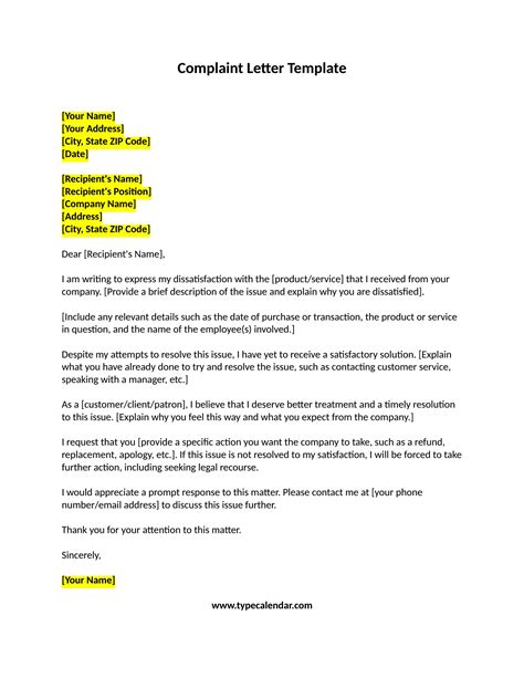 Complaint Letter - Template Spark...: Premium Template - Template Spark