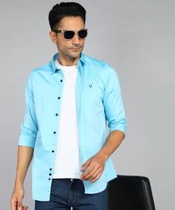 Allen Solly Men Solid Casual Blue Shirt - Buy Allen Solly Men Solid ...