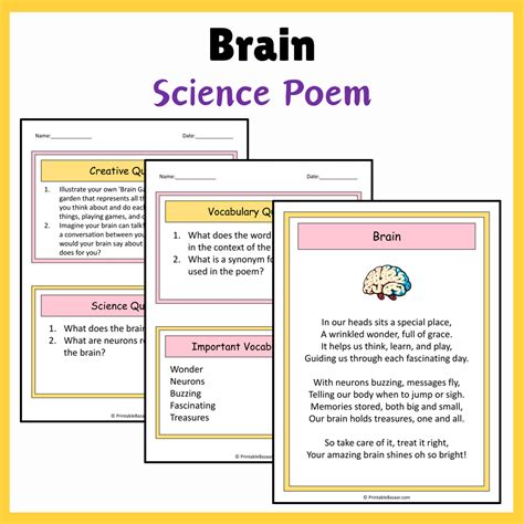 Brain | Science Poem Reading Comprehension Activity – PrintableBazaar