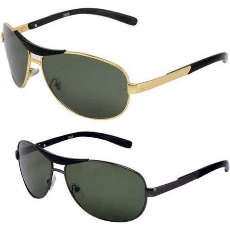 Dervin Combo of 2 Grey Golden Frame Green Lens Aviator Sunglasses for ...