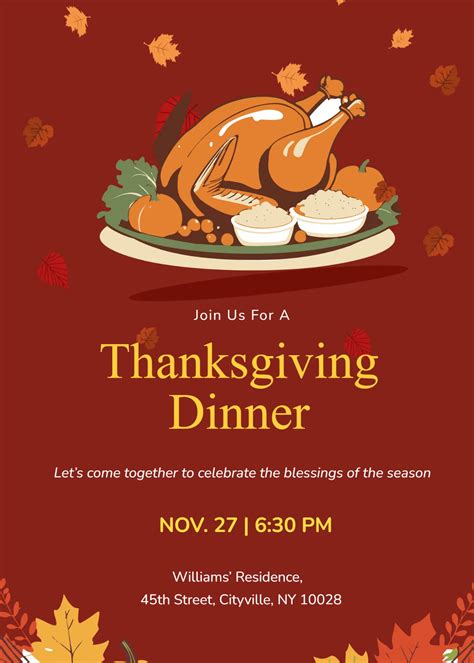 Thanksgiving Dinner Invitations Online Thanksgiving Dinner Invitation