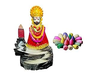 ARTFULLY CRAFTS Exclusive KHATU Shyam JI Murti Fountain Smoke Backflow ...