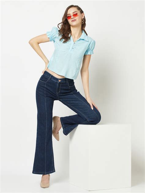 Blue Puff Sleeved Top – Crimsoune Club