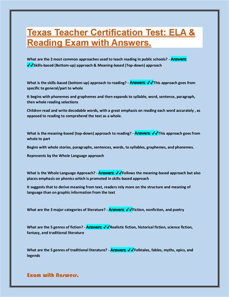 Texas Teacher Certification Test: ELA & Reading Exam with Answers ...