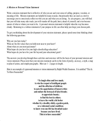 Image result for Personal Vision Statement Examples PDF