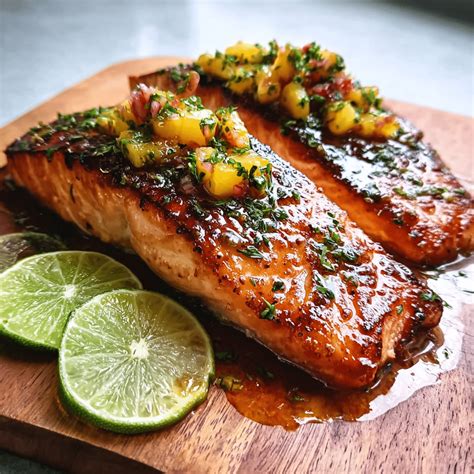 Honey Lime Salmon Recipe - Easy Glazed Fish with Mango