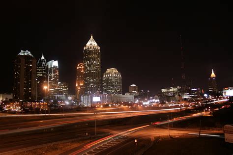 Skyscrapers In Atlanta At Night Wallpaper Atlanta Skyline