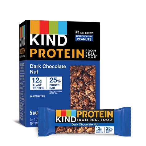 KIND Protein Bars, Double Dark Chocolate Nut, Gluten Free, 12g Protein, 1.76oz, 5 Count ...