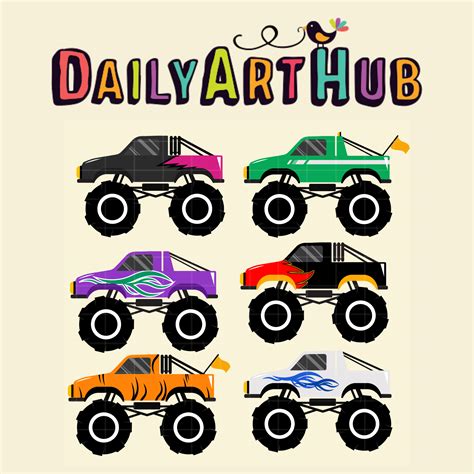 Monster Trucks Clip Art Set – Daily Art Hub // Graphics, Alphabets & SVG
