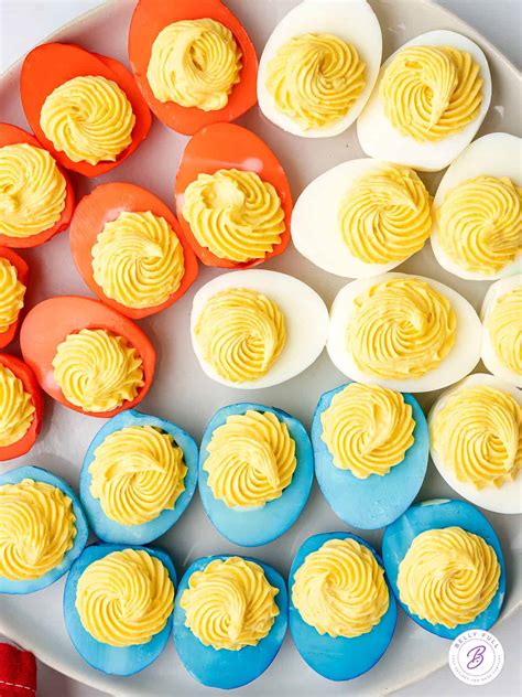 Red White & Blue Colored Deviled Eggs - Belly Full