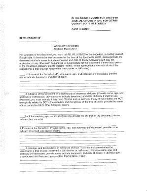 Affidavit Of Heirs - Citrus County Clerk Of Courts - Clerk Citrus Fl ...