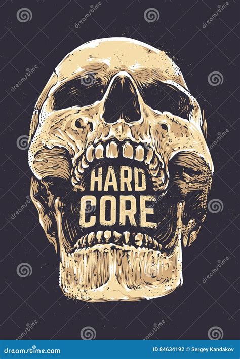 Hard Core Skull stock vector. Illustration of print, mouth - 84634192