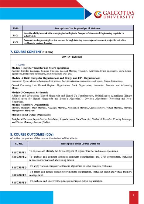 Syllabus for COA R1UC305T: Computer Organization & Design Final Exam ...