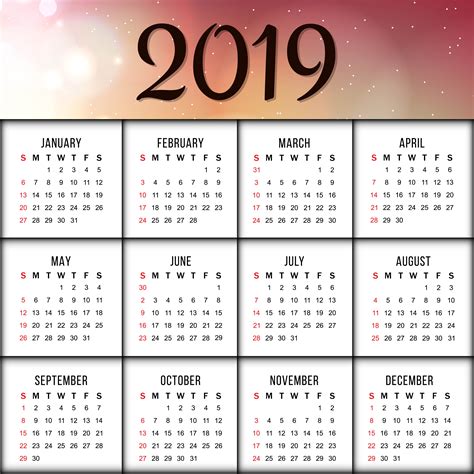 Abstract New Year 2019 colorful calender design 271962 Vector Art at ...