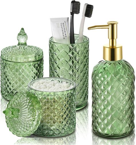 Amazon.com: RYTOXILO Green Bathroom Accessories Set, 4 Pack Olive Green ...